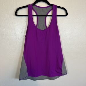 Athleta Chi Color Block Purple & Gray Athletic Workout Racerback Tank Top Size M